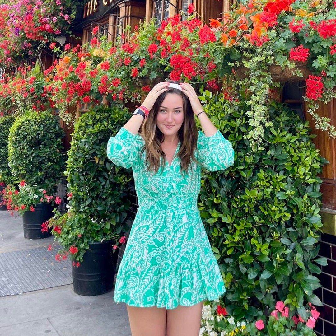 Green ruffle sale mini dress