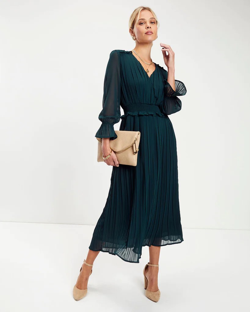 Zara pleated green dress, Women's Fashion, Dresses & Sets, Dresses on  Carousell