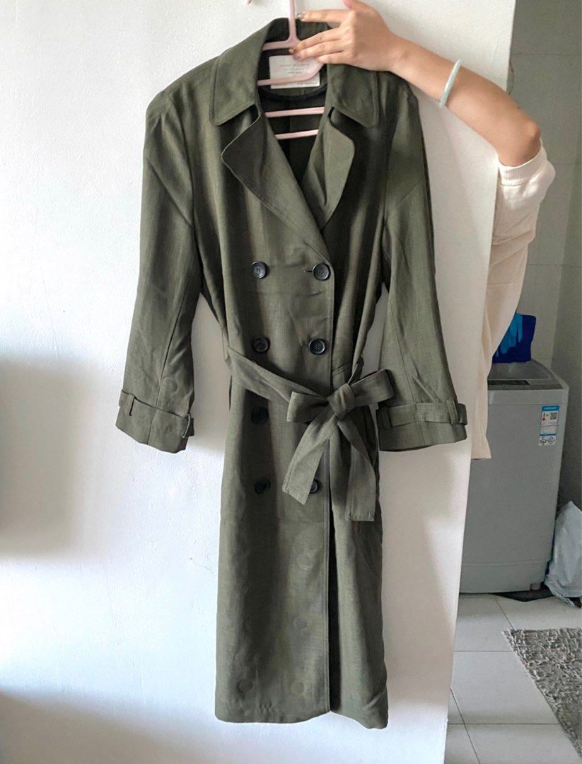 Zara green top coat womens