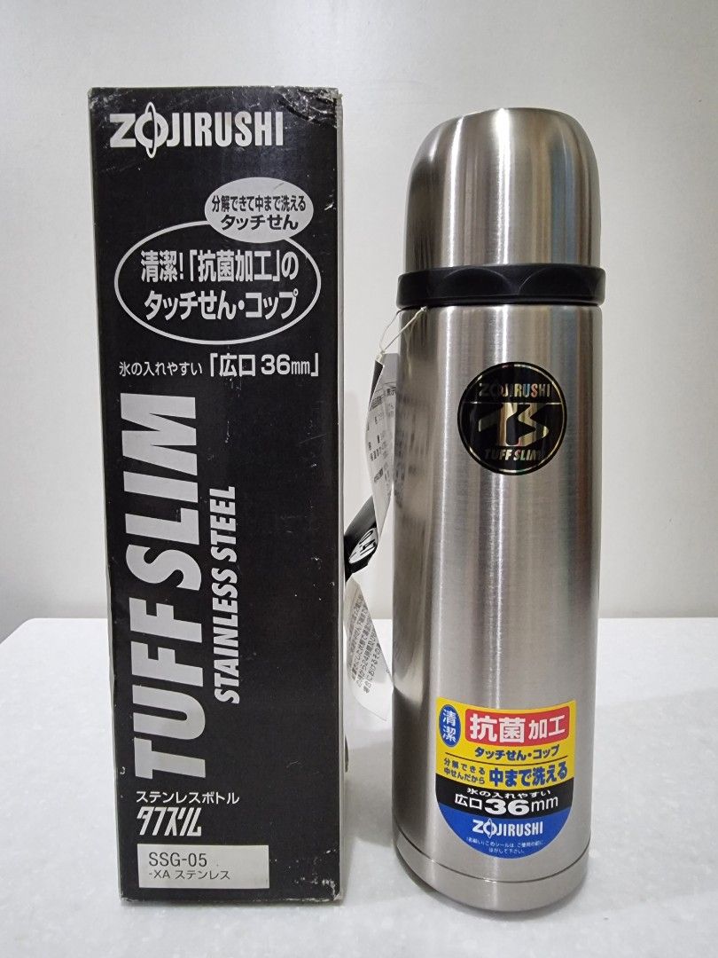 Zojirushi Tuff Slim Thermos Vacuum Bottle 16 oz Silver Insulated Stainless  Steel