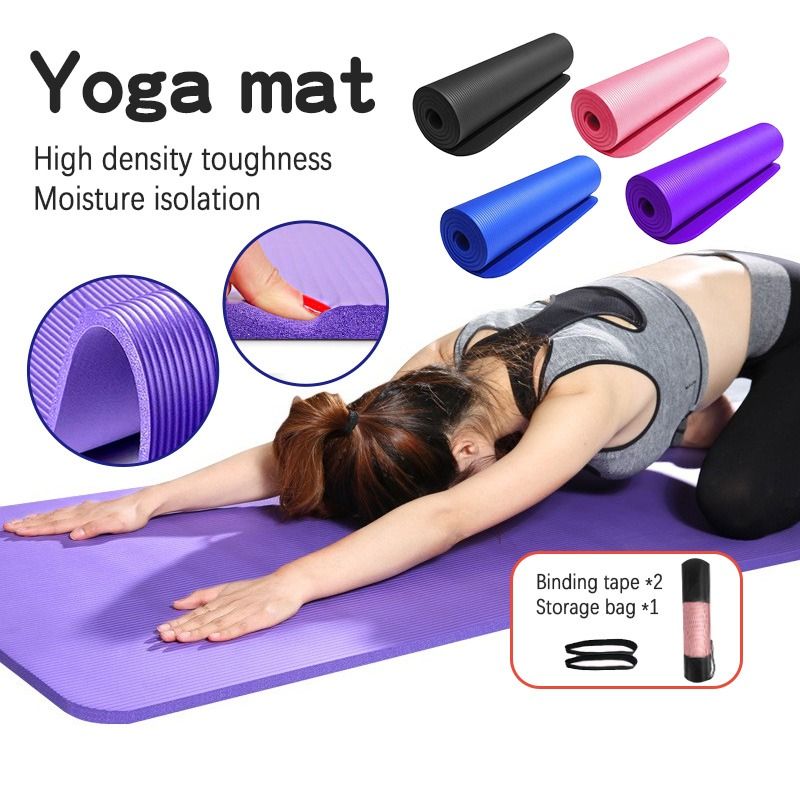 10mm NBR Yoga mat 瑜伽垫 Yoga Fitness Mat With Strap Non-slip Gym
