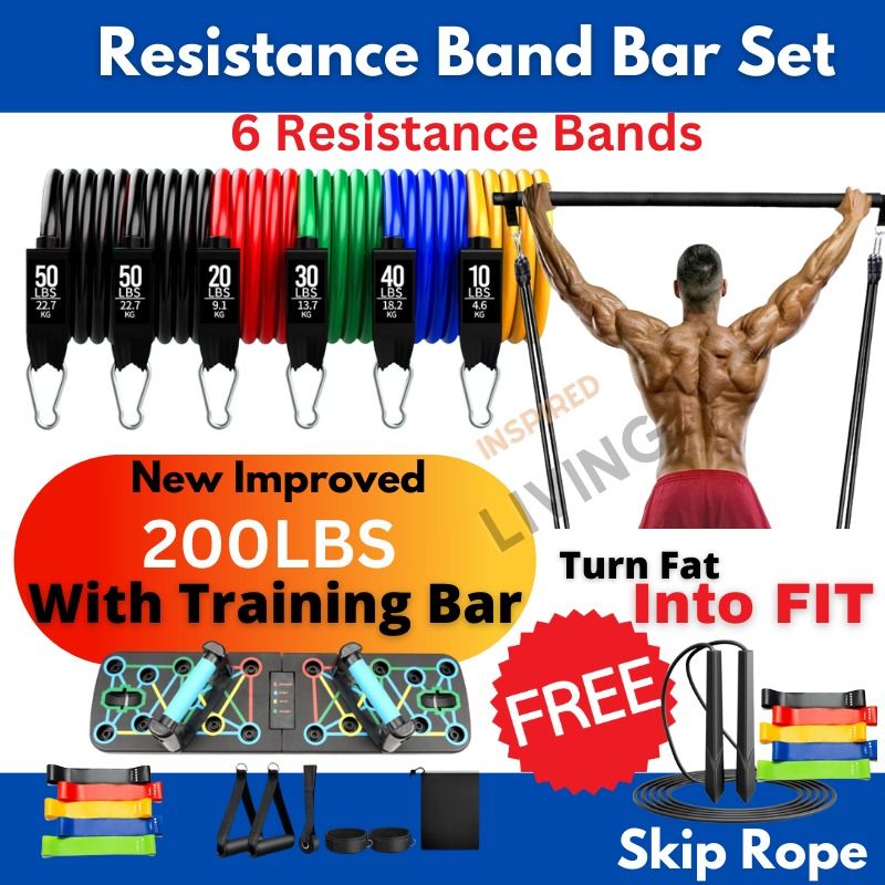 Pilates Bar Kit with Resistance Band & Workout Board Exercise