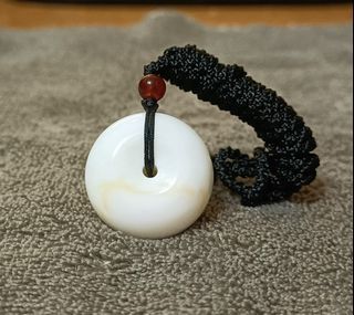 ［呼嚕貓］22.8mm天然全玉化黃金絲硨磲平安扣項鍊(#767)