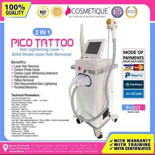 2 in 1 High End Pico Laser + Gold Diode Laser Hair Removal Machine with Training and Certificate