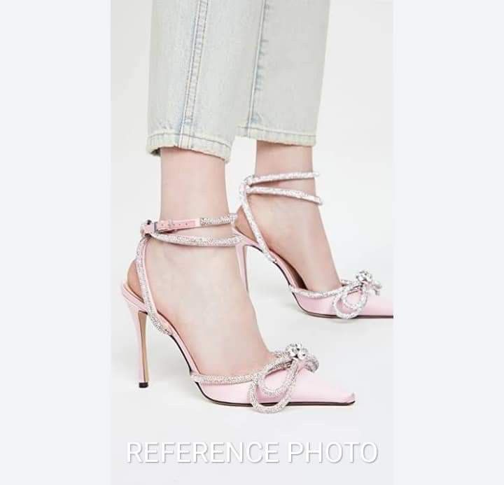 34 43 Satin Shoes Mach and Mach Shoes Crystal Double Bow