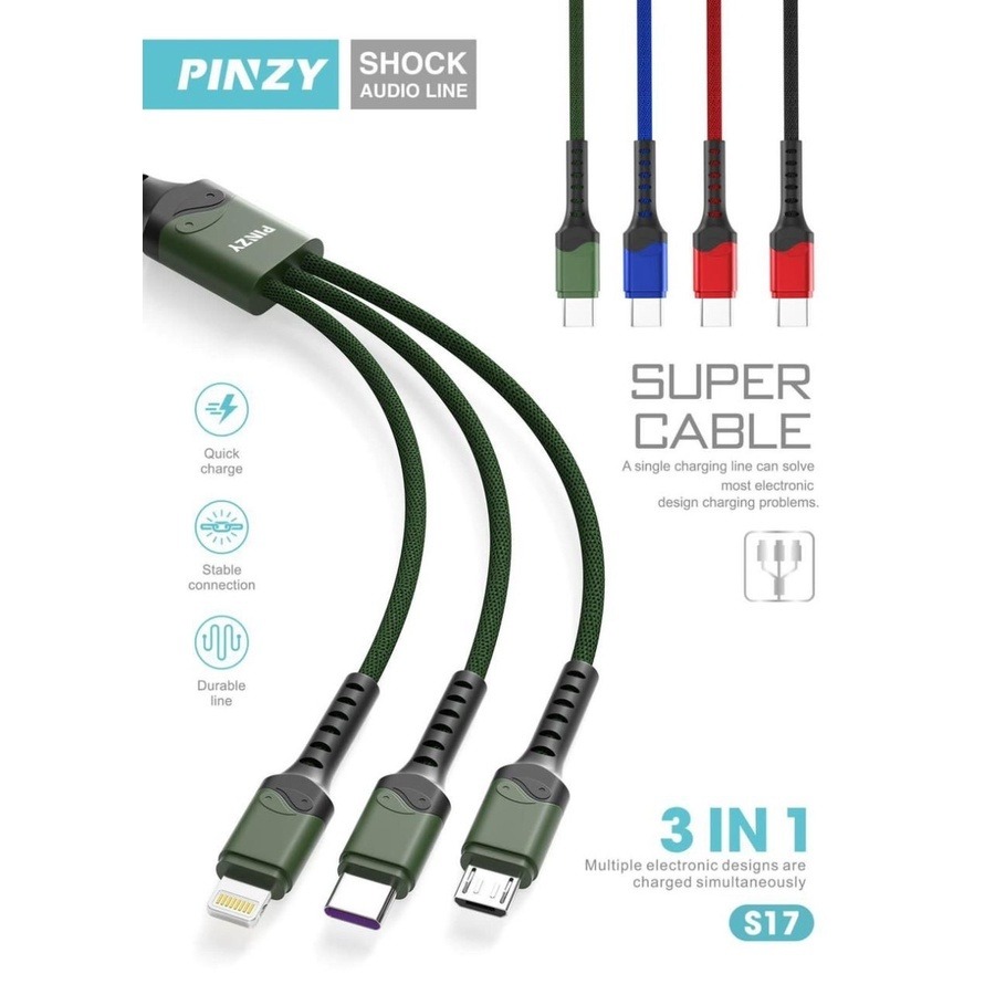 3 IN 1 Quick Charge Super Cable - Black Red, Mobile Phones & Gadgets ...