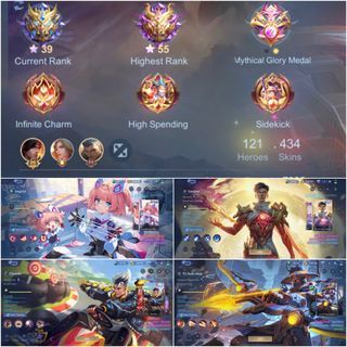 5 COLLECTOR, ALL KOF, ANGELA ASPIRANTS, GUSION 11.11, 434 SKINS MOBILE LEGENDS ACCOUNT (READ DESCRIPTION)