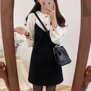 全新黑色細肩帶小可愛裙 無袖背心吊帶裙 短裙洋裝