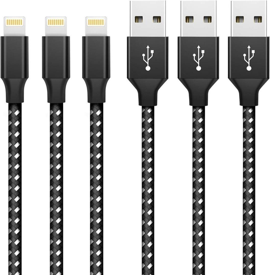 Metal USB Cable for iPhone 11/Pro/Max - 6ft Charger Cord Power Wire Braided  Long Sync Fast Charge Data High Speed Compatible With iPhone 11/Pro/Max