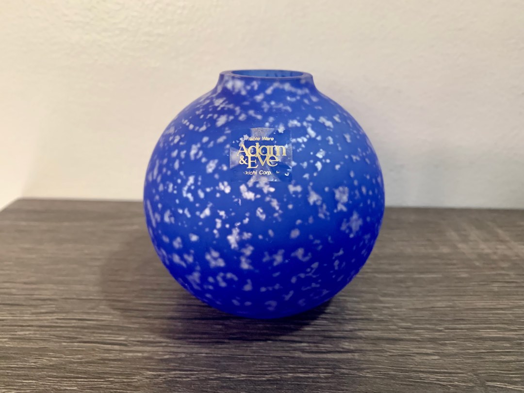 Adam And Eve Cobalt Blue With Silver Confetti Vase On Carousell