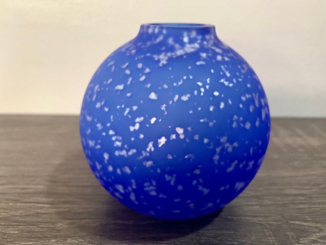 Adam And Eve Cobalt Blue With Silver Confetti Vase On Carousell