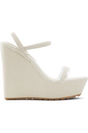 White strappy online wedge sandals