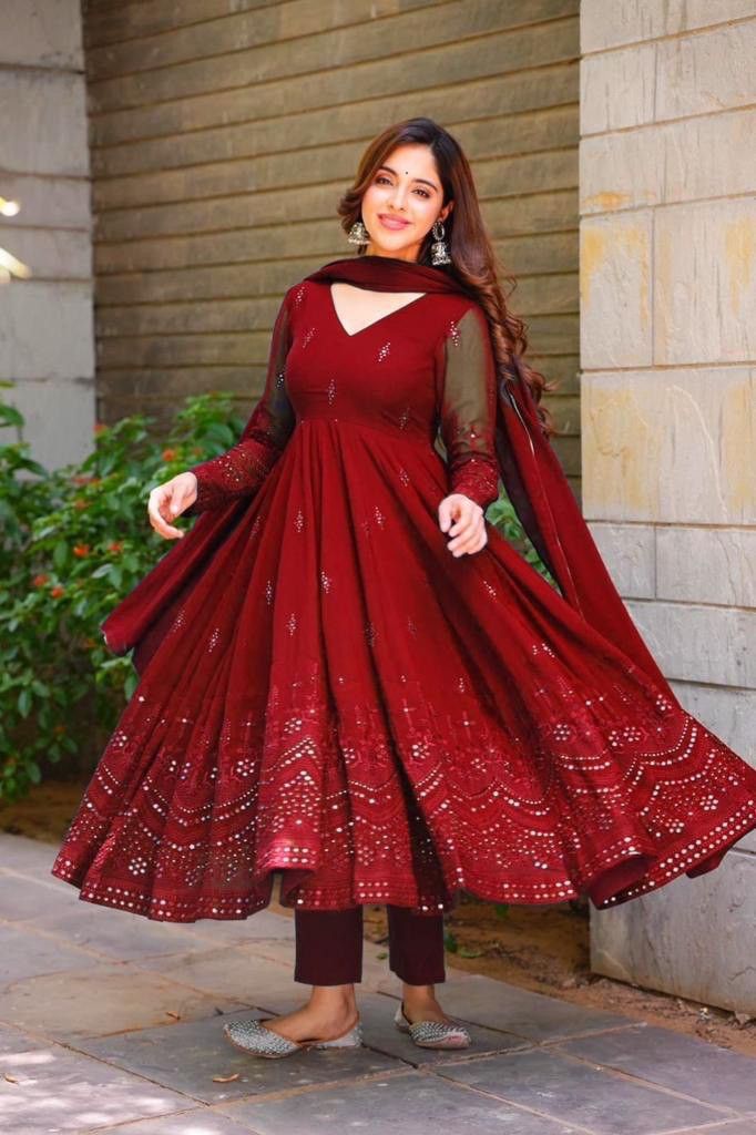 Red anarkali gown outlet