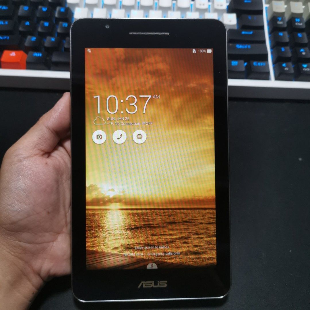 ASUS fonepad 7 K01N (SIM) | Item Code: 62 (Category: Asus) located in Caloocan City. Submitted by christian.montalban (Listing ID 1250244120, Image 1). Description: ASUS fonepad 7 K01N (SIM) | Item Code: 62 Price: P2,599.00 Color: Black 8GB ROM | 1GB RAM 7" IPS LCD Display 3,950 mAh Li-Ion Non-Removable Battery OS: Android 4.4.2 Package: Tablet Only. Location: North Caloocan For Meetup: SM Fairview COD (Shipping Fee covered by Buyer) - Actual Pho