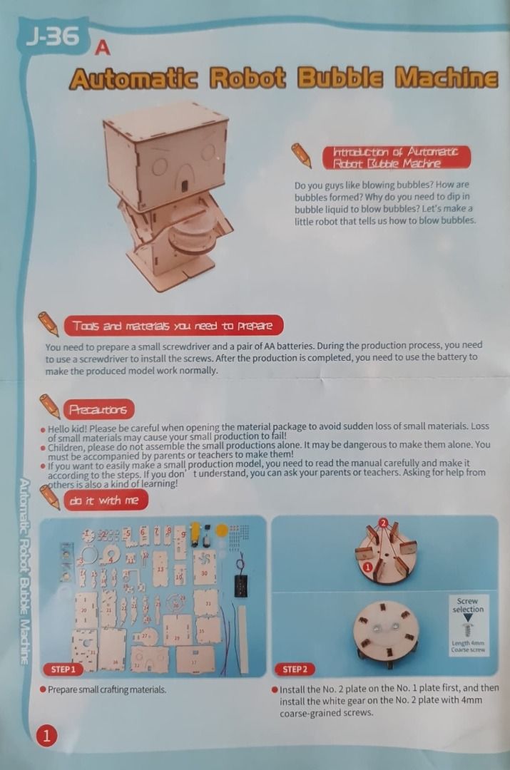 Automata World Bubble Maker Robot DIY Kit, DIY STEAM Kit, Children ...