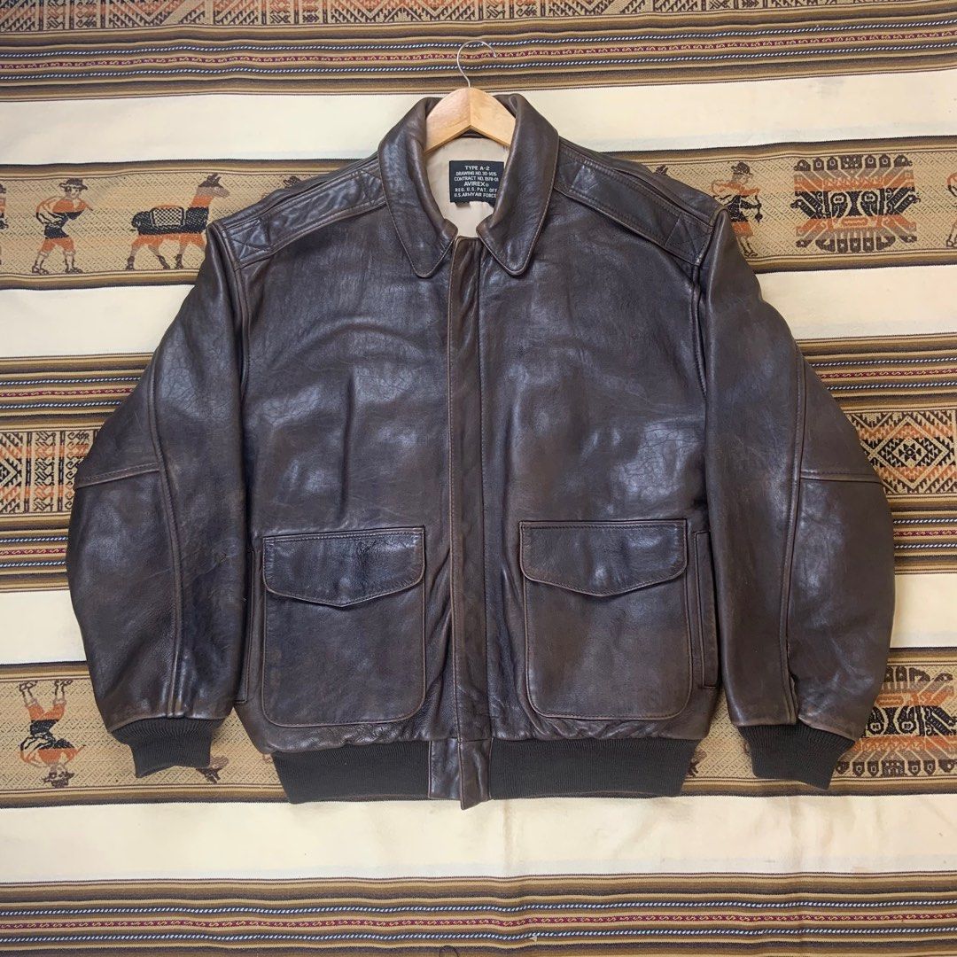 Avirex a2 leather jacket Fesyen Pria Pakaian Baju Luaran di Carousell