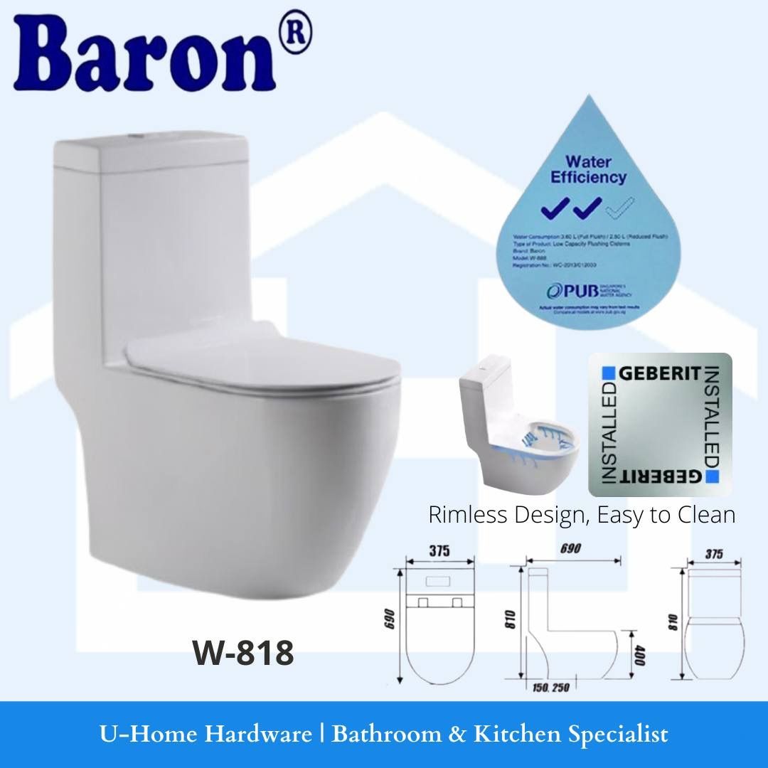 BARON W818 Toilet bowl (with Geberit Flushing System), Furniture & Home