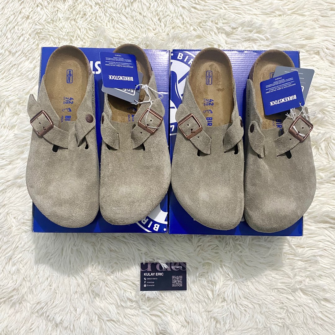 Birkenstock Boston Suede Taupe on Carousell