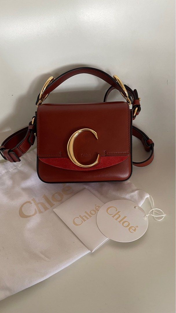 BNIB CHLOE mini C bag in Sepia brown