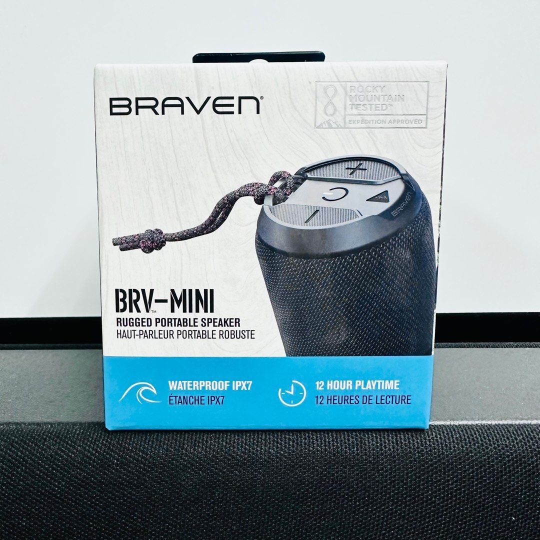 Braven BRV-Mini RUGGED Waterproof Bluetooth Speaker 防水藍牙喇叭, 音響器材,  Soundbar、揚聲器、藍牙喇叭、耳擴- Carousell