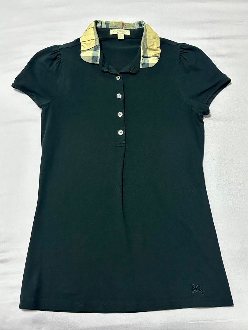 Burberry Brit Women s Black Polo Shirt with Check Collar Women s Fashion Tops Shirts on Carousell