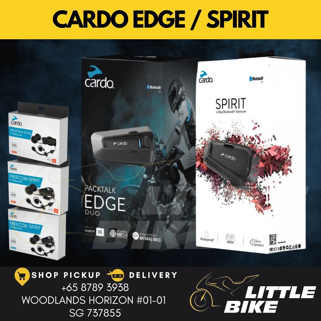  Cardo Spirit HD Motorcycle Bluetooth Communication Headset -  Black, Single Pack : Automotive