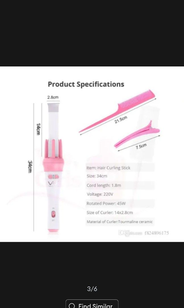 Ceramic Hair Curling Iron (Category: Hair Accessories) located in Quezon City. Submitted by mrncsii (Listing ID 1250214464, Image 3). Description: BNEW hair curler, never been used..