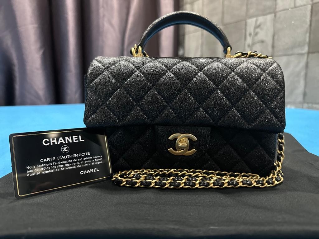 Chanel 21S TOP Handle Mini Rectangular Black Caviar COMPARISONS Classic  Pearl Crush Coco Handle 