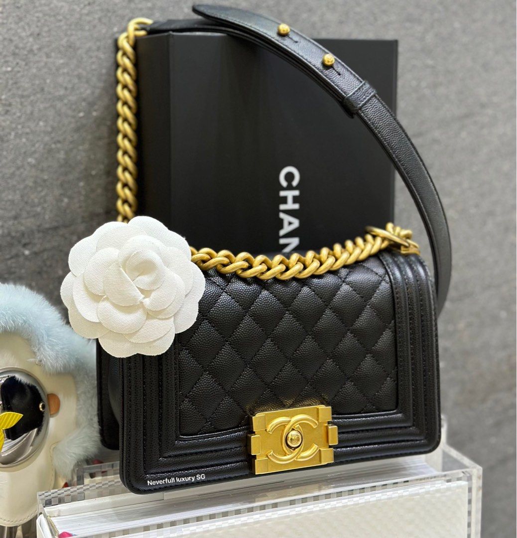Chanel Small Leboy Black Caviar in GHW/ Microchipped, Luxury, Bags & Wallets  on Carousell