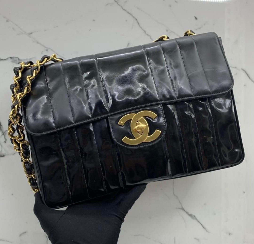 Chanel Vintage Mademoiselle Black Patent 2-Way Tote Bag in 24k Gold Plated  Hardware Series 3, Luxury, Bags & Wallets on Carousell