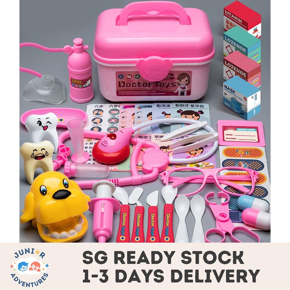 Doctor Kit for Kids,24 PCS Pretend Play Educational Medical Kit with  Stethoscope Doctor Role Play,Doctor Set Toys for Gift Girls Boys (Pink)