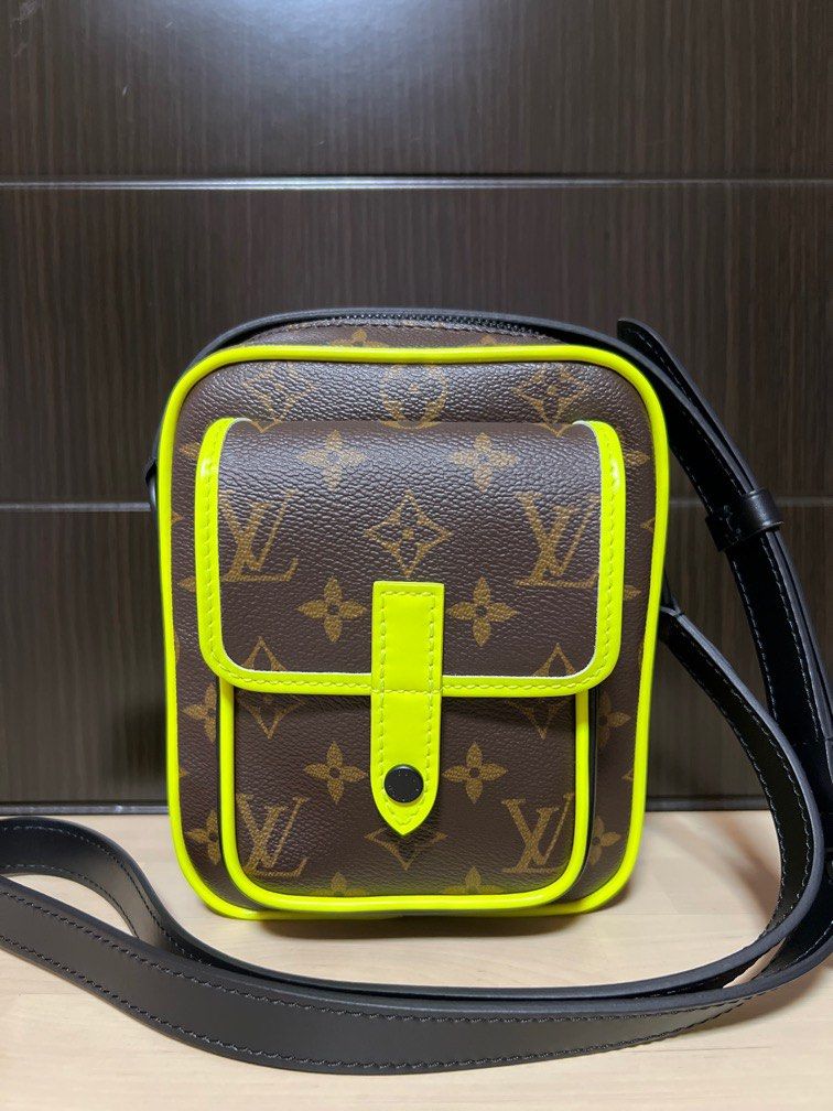 Virgil Abloh Neon Yellow and Brown Monogram Macassar Canvas Christopher  Wearable Wallet Black Hardware, 2021