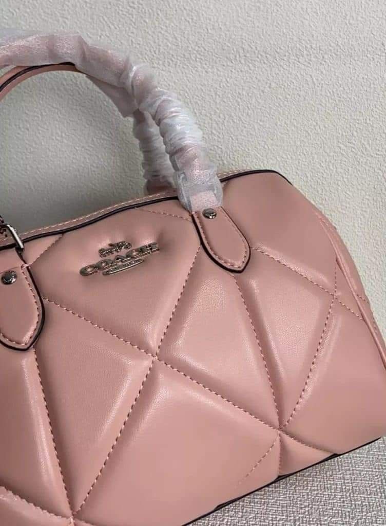 COACH CJ524 Mini Rowan Crossbody Bag With Puffy Diamond Quilting SV/Light  Pink