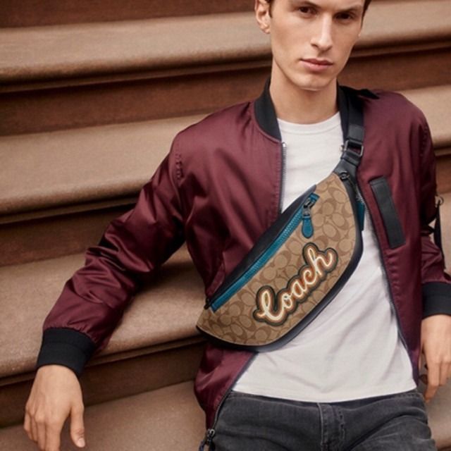 Coach Warren Belt Bag In Signature Canvas With Coach Script (Men