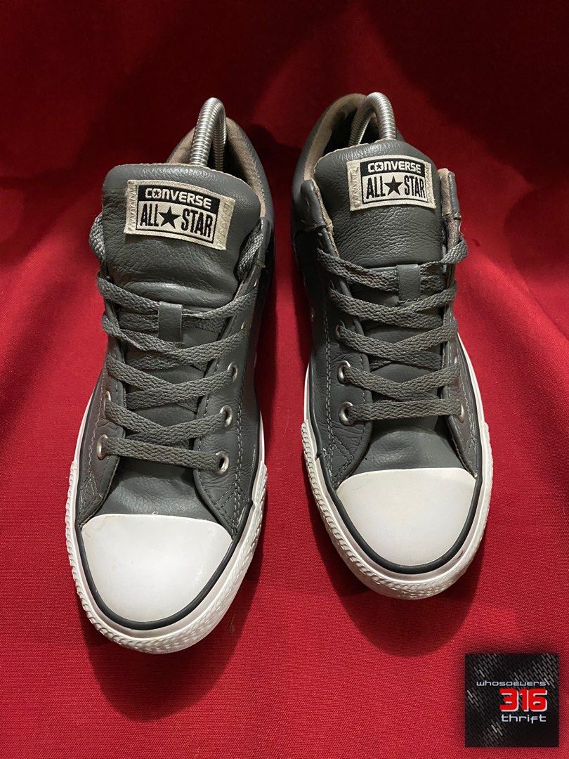 Converse Leather grey Men s Fashion Footwear Sneakers on Carousell