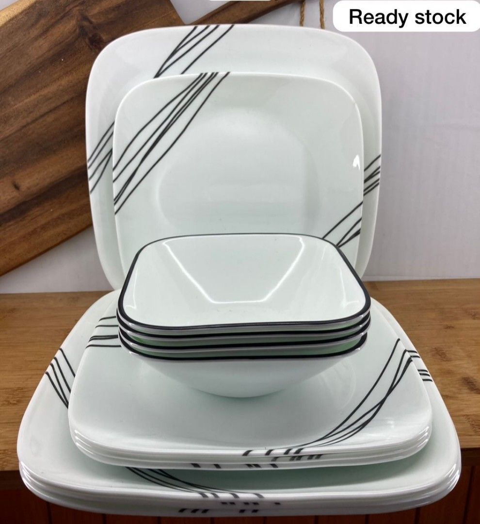 Corelle Simple Sketch Square 12pcs Furniture Home Living