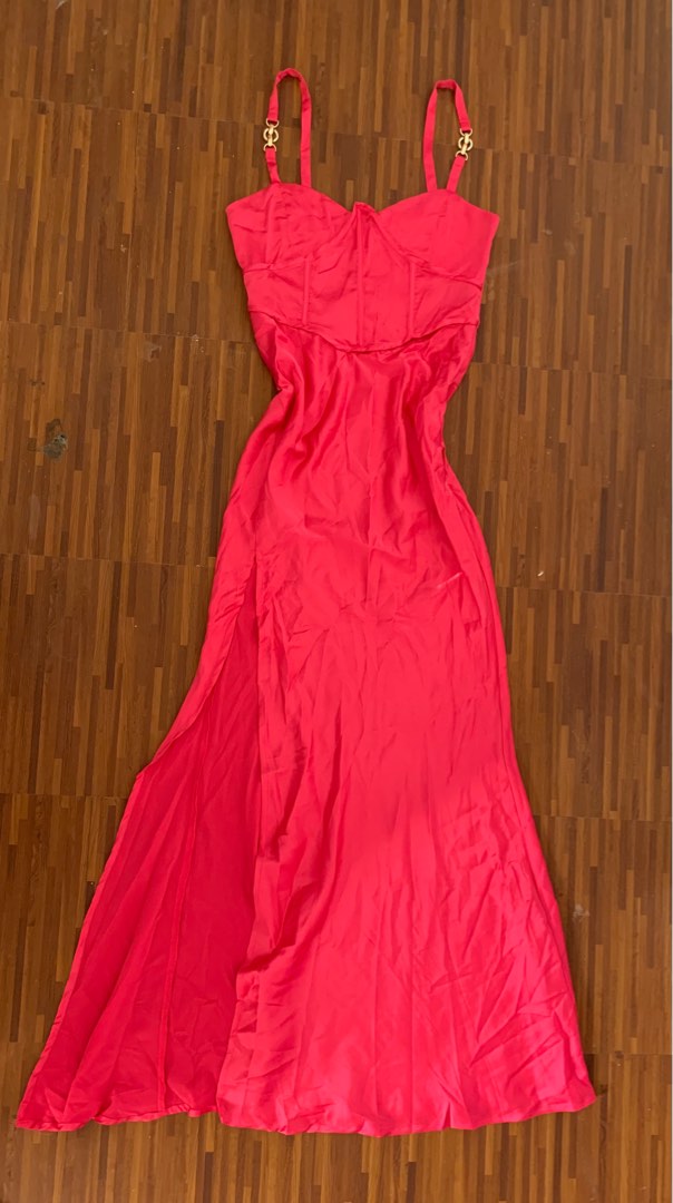 CORSET TYPE HOT PINK LONG DRESS GOWN (BRAND NEW) on Carousell