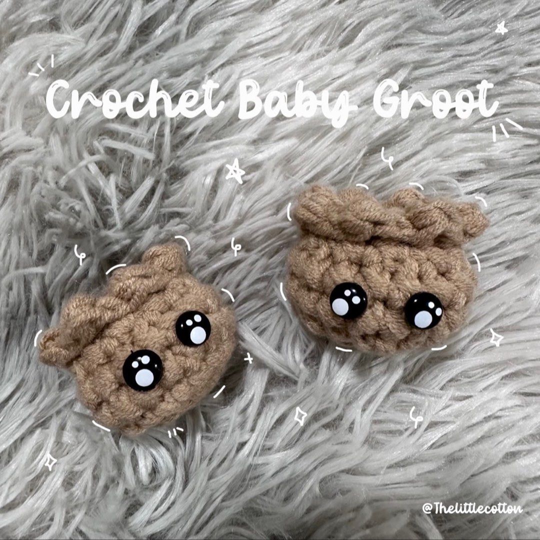 Crochet Amigurumi Baby Groot Plush Toy, Hobbies Toys, Stationery