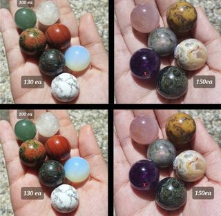 Crystal mini spheres (quartz, jasper, feldspar, etc)