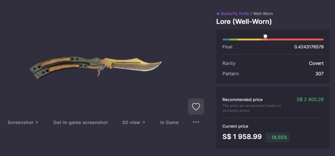 CSGO Butterfly Knife LORE, Video Gaming, Gaming Accessories, InGame