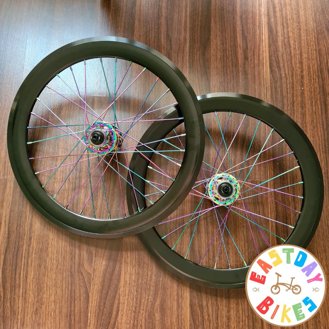 Custom Aero 20 Inch 406 Disc Brake Rims Wheelset Oil Slick