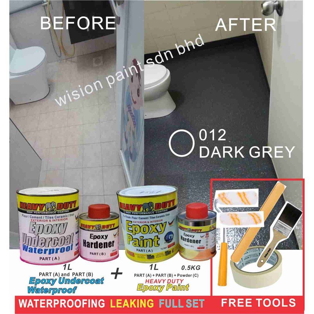 dark grey 012 { FULL SET } Epoxy Floor Coating HEAVY DUTY ( FREE Tool