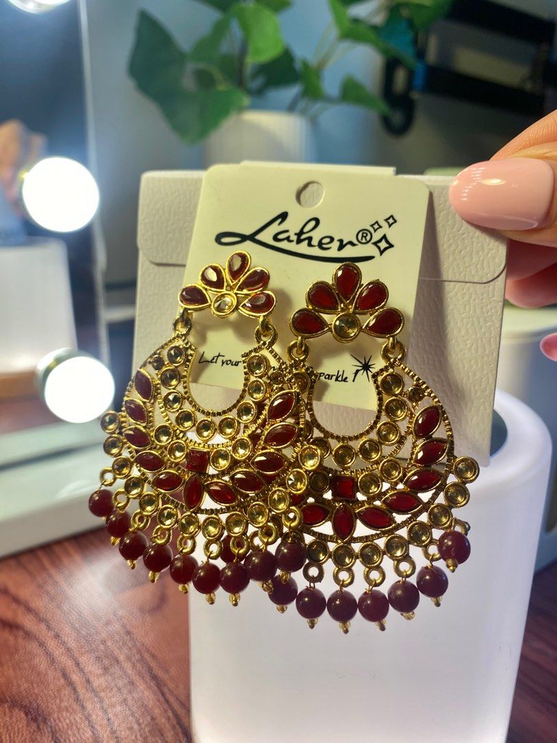 Dark Maroon Indian Jewelry Jhumka Women s Fashion Jewelry