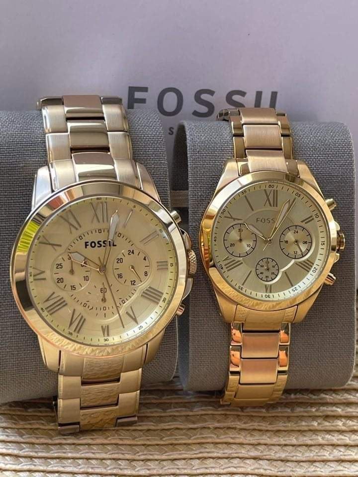 Fossil Couple's Watch Gold, Women's Fashion, Watches & Accessories ...