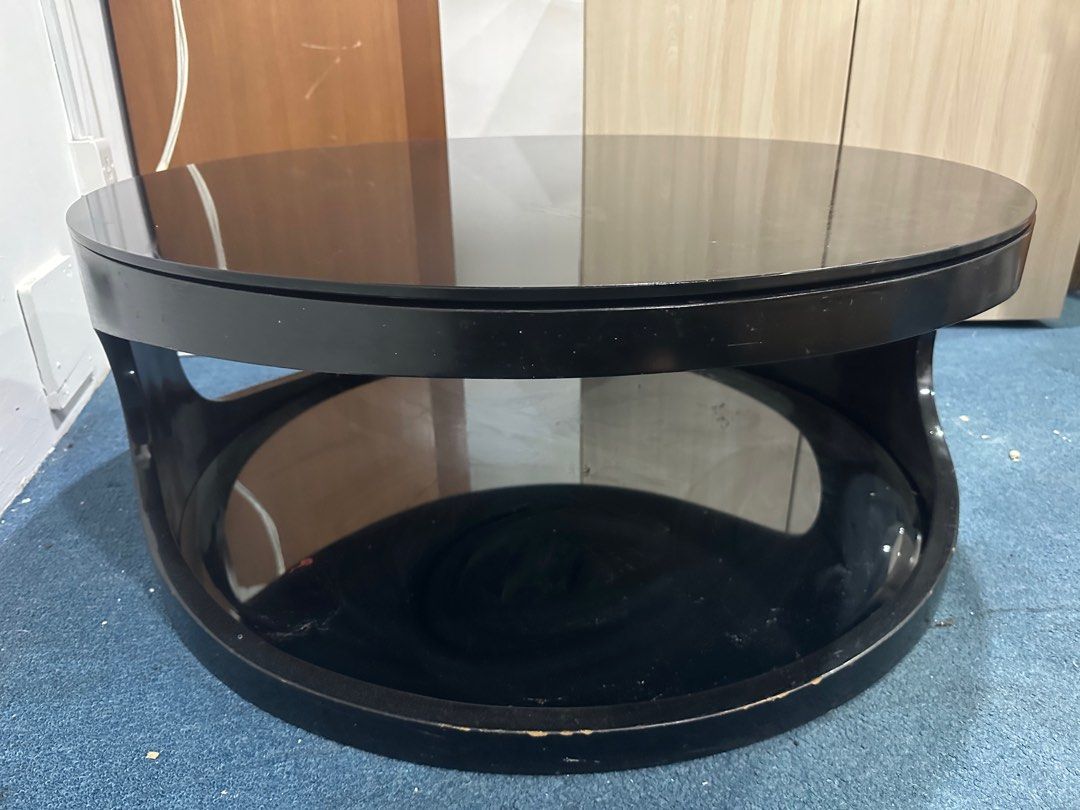 Free Used Round Coffee Table with glass top, Furniture & Home Living
