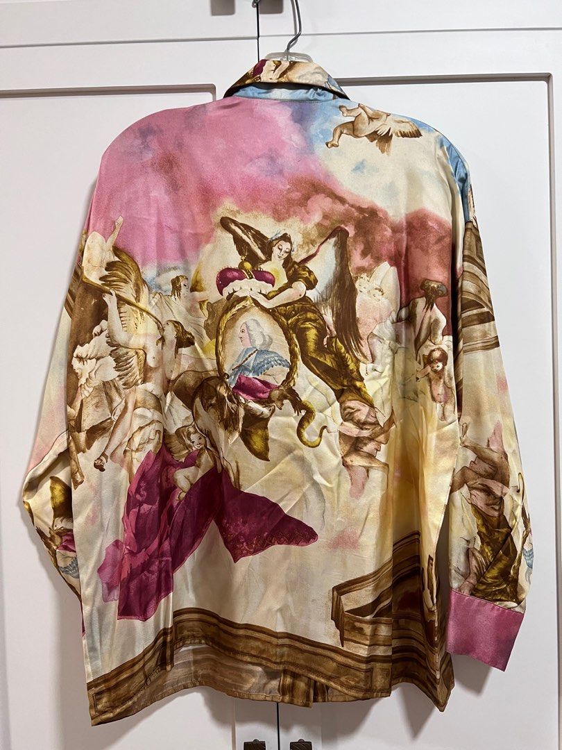 Genny by Gianni Versace Vintage 90s Baroque Art Women Silk Shirt