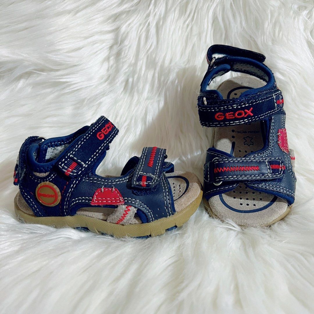 GEOX Baby Infant Leather Sandals BD99 B SAND.PIANETA Blue Red