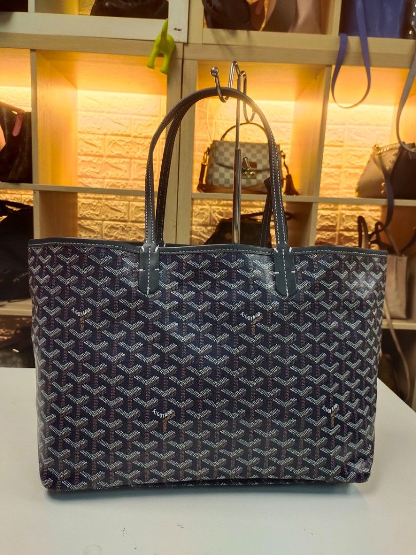 Goyard Brown/Navy Blue Coated Canvas Saint Louis Tote Goyard