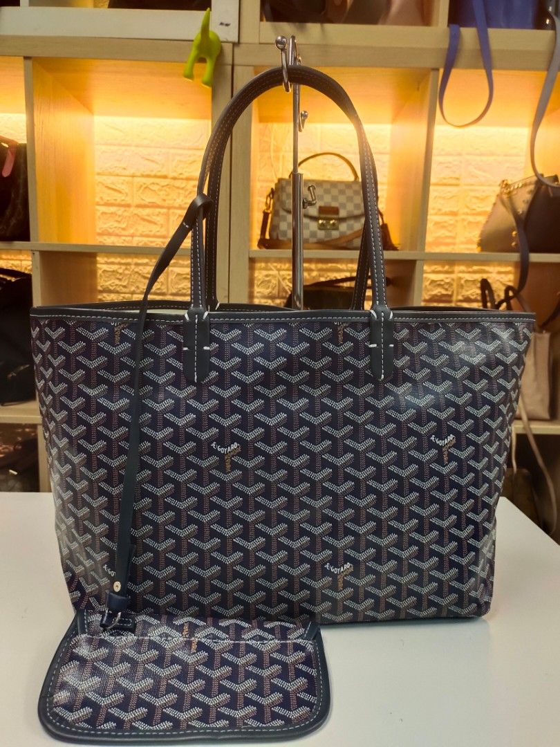 Goyard Brown/Navy Blue Coated Canvas Saint Louis Tote Goyard