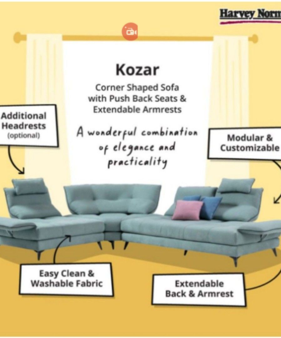 Harvey Norman Kozar modular sofa, Furniture & Home Living, Furniture